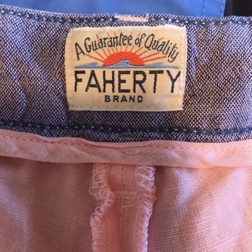Faherty mens lightweight linen cotton casual chino shorts size 40